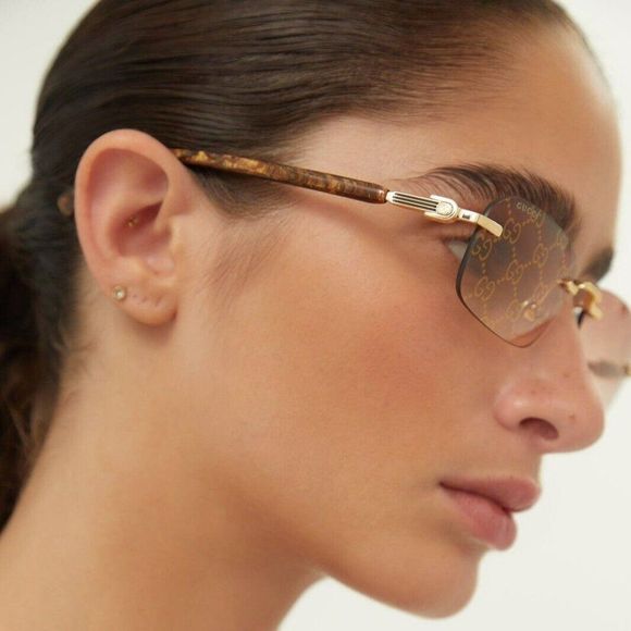 Gucci GG1221S 004 BRAND NEW Sunglasses Gold Yellow Red Mirrored Square Unisex - Picture 14 of 14